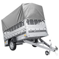 Einachsanhänger 230x125 UNITRAILER FORCE 230 KIPP mit Gitterseitenwänden, H-800 Rahmen und grauer Plane