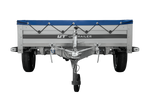 Einachsanhänger mit Aluminiumseitenwänden 230x125 Unitrailer Garden 230 KIPP ALU mit H-0-Rahmen und blauer Plane
