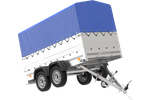 UNITRAILER GARDEN TRAILER 264/2 KIPP Doppelachsanhänger mit Stützrad, zusätzlichen Bordwänden, Spriegel und hoher Plane