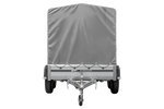 Zweiachsiger Anhänger mit Aluminiumseitenwänden 264x125 Unitrailer Garden 264/2 KIPP ALU mit Rahmen H-1100 und grauer Plane