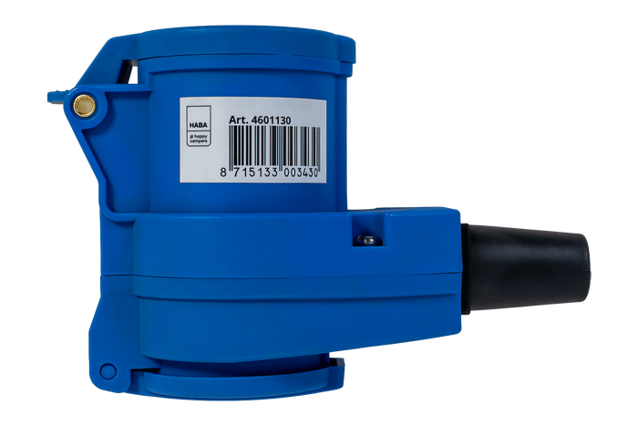 MANTES 2P+E abgewinkelter CEE-Stecker mit zusätzlicher Steckdose 16A 230V