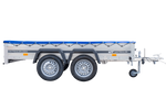 Autotransportanhänger 264x150 UNITRAILER GARDEN 265/2 KIPP mit H-0-Rahmen und blauer Plane