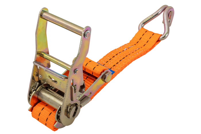 Satz aus vier UNITRAILER 4m/35mm/2t orangefarbenen Transportgurten mit Spannvorrichtung