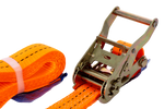 Satz aus vier UNITRAILER 3m/35mm/2t orangefarbenen Transportgurten mit Spannvorrichtung