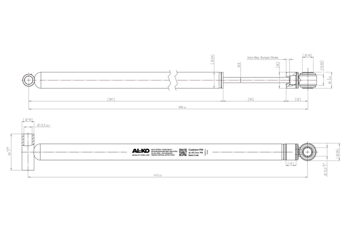 Stoßdämpfer für die AL-KO 161S Auflaufvorrichtung/Bremse für einen 1600 kg Anhänger