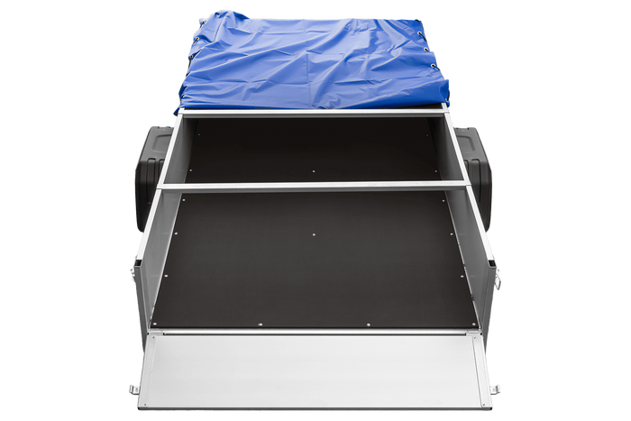 Autotransportanhänger mit Aluminiumseitenwänden 264x125 Unitrailer Garden 264 KIPP ALU mit H-0-Rahmen und blauer Plane