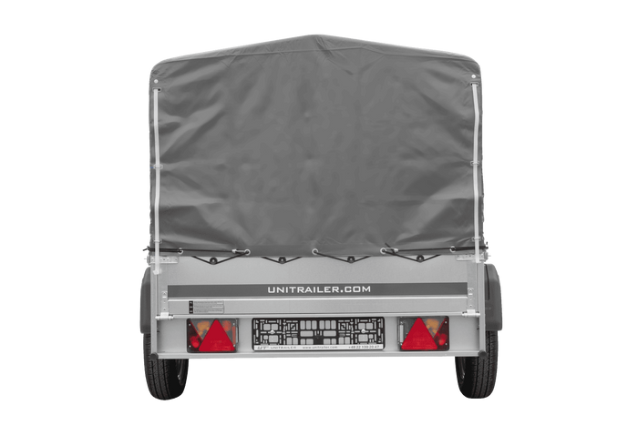 Einachsanhänger 200x125 UNITRAILER GARDEN 201 KIPP mit H-800 Rahmen und grauer Plane