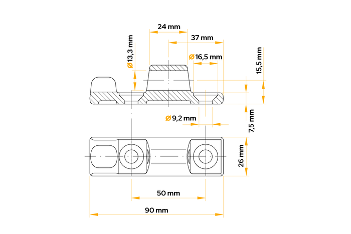 WINTERHOFF BSCH 40-1 Anhängerseitenscharnier für Anhängerseitenmontage