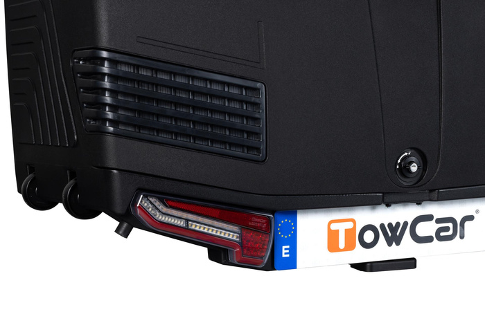 Towbox V3 schwarz LED Edition - Anhängerkupplungs-Gepäckträgerbox