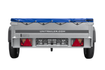 PKW-Anhänger 200x125 UNITRAILER GARDEN 201 KIPP mit blauer Flachplane und Flachplanenträger