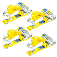 Satz aus vier gelben UNITRAILER 6m/35mm/2t Transportgurten mit Spannvorrichtung