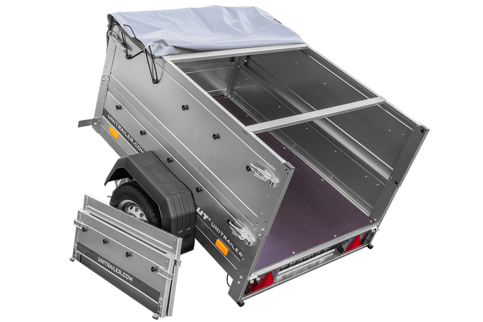 Neuer Anhänger GARDEN TRAILER 150 KIPP mit zusätzlichen Bordwänden, Stützrad und Flachplane