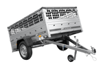 PKW-Anhänger 200x125 UNITRAILER GARDEN 201 KIPP mit Gitteraufsatz und grauer Flachplane