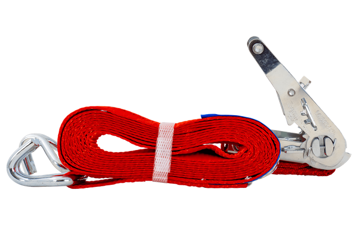 Satz aus vier roten UNITRAILER 4m/35mm/2t Transportgurten mit Spannvorrichtung