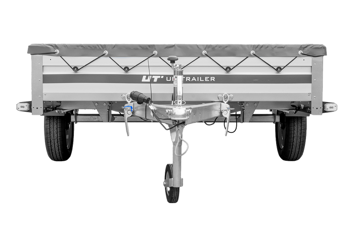 Autotransportanhänger mit Aluminiumseitenwänden 264x150 Unitrailer Garden 265 KIPP ALU mit H-0-Rahmen und grauer Plane