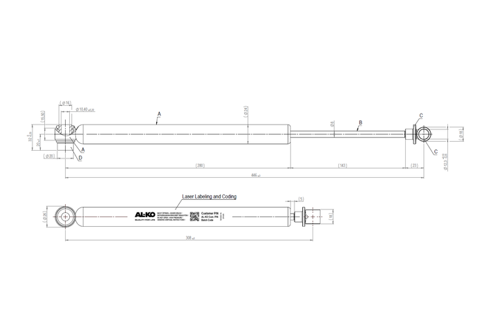 Stoßdämpfer für die AL-KO 60S Auflaufeinrichtung/Bremse für einen 750kg Anhänger