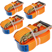 Satz aus vier UNITRAILER 10m/50mm/5t orangefarbenen Transportgurten mit Spannvorrichtung