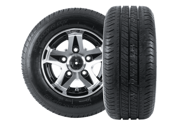 Satz von zwei verstärkten Rädern für einen Anhänger LINGLONG TIRE 195/55 R10C 98/96N ALU UNITRAILER RIM 6Jx10" 5x112 ET:-4