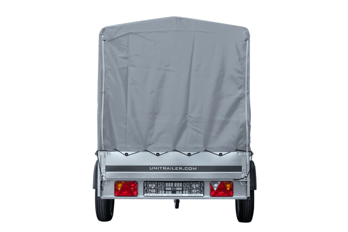 PKW-Anhänger auf Federn 264x125 UNITRAILER GARDEN 264/R KIPP mit H-1100-Rahmen und grauer Plane