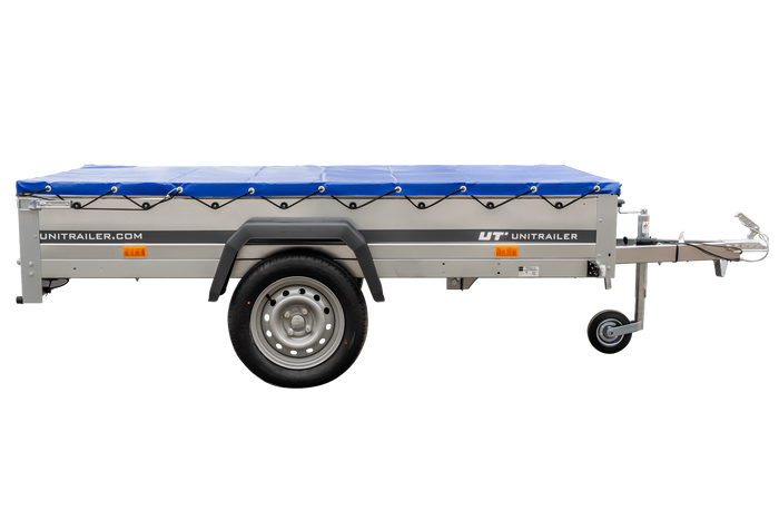 PKW-Anhänger 230x125 UNITRAILER GARDEN 230 KIPP mit blauer Abdeckung