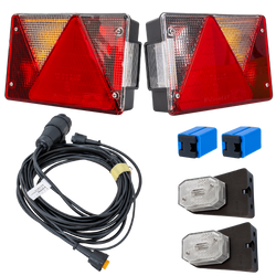 Lichtset: ASPÖCK MULTIPOINT IV Rückleuchten + ASPÖCK FLEXIPOINT I Seitenmarkierungsleuchten + MANTES 4,5m 13PIN Kabelbaum