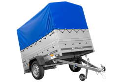 PKW-Anhänger 200x125 UNITRAILER GARDEN 201 KIPP mit Bordwandaufsatz und blauer Hochplane