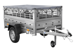 Einachsanhänger 200x106 UNITRAILER GARDEN 200 KIPP mit Seitenwänden aus Netzgewebe und grauer Plane