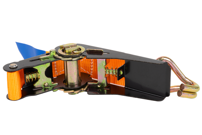 Satz aus vier KAMAR 3 m/25 mm/0,8 t orangefarbenen Transportgurten mit Spannvorrichtung