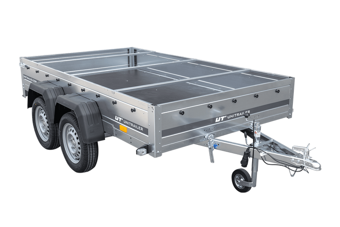 Autotransportanhänger 264x150 UNITRAILER GARDEN 265/2 KIPP mit H-0-Rahmen und blauer Plane