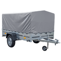 Einachsanhänger 230x125 UNITRAILER GARDEN 230 FD mit H-800-Rahmen und grauer Plane