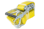 Satz aus vier gelben UNITRAILER 8m/50mm/5t Transportgurten mit Spannvorrichtung