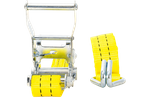Satz aus vier gelben UNITRAILER 4m/35mm/2t Transportgurten mit Spannvorrichtung