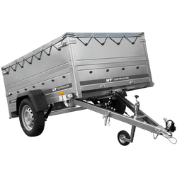 Leichtanhänger auf Federn 200x125 UNITRAILER GARDEN 201/R KIPP mit BIS-Seiten, H-0-Rahmen und grauer Plane