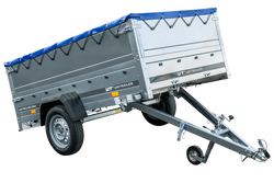 LPKW-Anhänger 230x125 UNITRAILER GARDEN 230 KIPP mit Zusatzbordwänden und blauer Plane