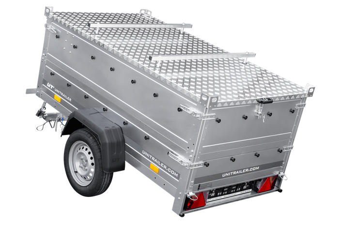 Leichter Anhänger 200x106 UNITRAILER GARDEN 200 KIPP mit BIS-Seitenwänden und Aluminiumabdeckung