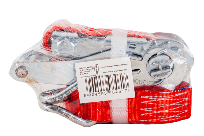 UNITRAILER 4 m/25 mm/1 t rotes Transportband mit Spanner