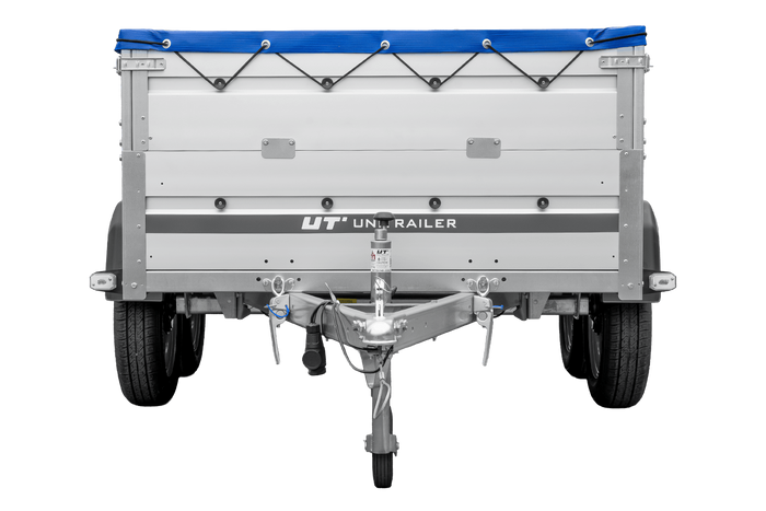 Zweiachsiger Anhänger mit Aluminiumseitenwänden 264x125 Unitrailer Garden 264/2 KIPP ALU mit BIS-Seitenwänden, H-0-Rahmen und blauer Plane