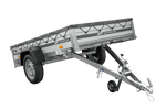 Einachsanhänger mit Aluminiumseitenwänden 230x125 Unitrailer Garden 230 KIPP ALU mit H-0-Rahmen und grauer Plane