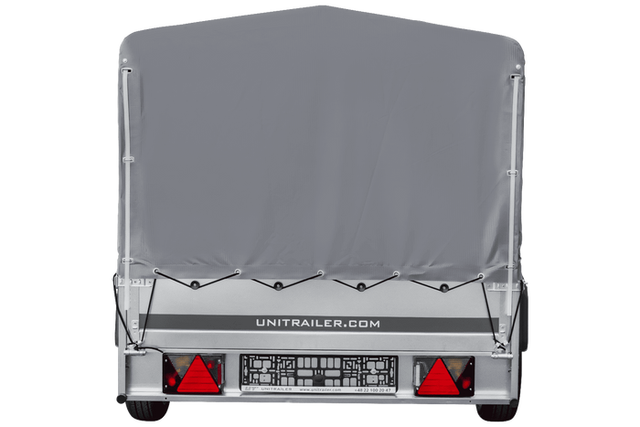 Einachsanhänger mit Blattfedern 264x125 UNITRAILER GARDEN 264/R KIPP mit H-800-Rahmen und grauer Plane