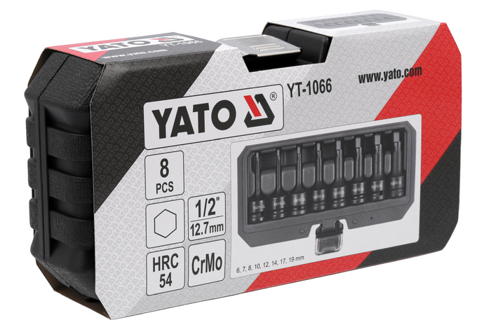 YATO YT-1066 Sechskant-Schlagschrauber-Steckschlüssel 6-19mm 8 Stück.