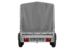 Zweiachsiger Anhänger mit Aluminiumseitenwänden 264x125 Unitrailer Garden 264/2 KIPP ALU mit Rahmen H-1100 und grauer Plane
