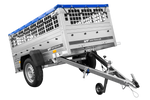Einachsanhänger 200x106 UNITRAILER GARDEN 200 KIPP mit Maschenseitenwänden und blauer Plane