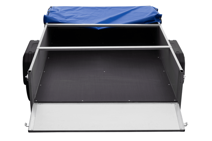 Einachsanhänger mit Aluminiumseitenwänden 200x125 Unitrailer Garden 201 KIPP ALU mit H-0-Rahmen und blauer Plane