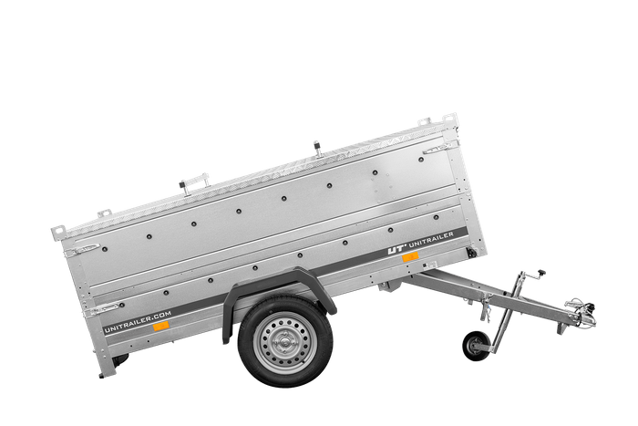 Einachsanhänger 230x125 UNITRAILER GARDEN 230 KIPP mit BIS-Seitenwänden und Aluminiumabdeckung