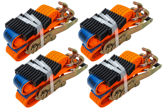 Satz aus vier 3-Punkt-Transportgurten mit Spannvorrichtung für UNITRAILER-Anhänger 3 m/50 mm/4 t, orange