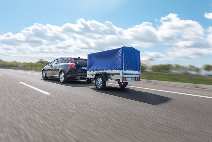 Einachsanhänger 200x106 UNITRAILER GARDEN 200 KIPP mit H-800 Rahmen und blauer Plane