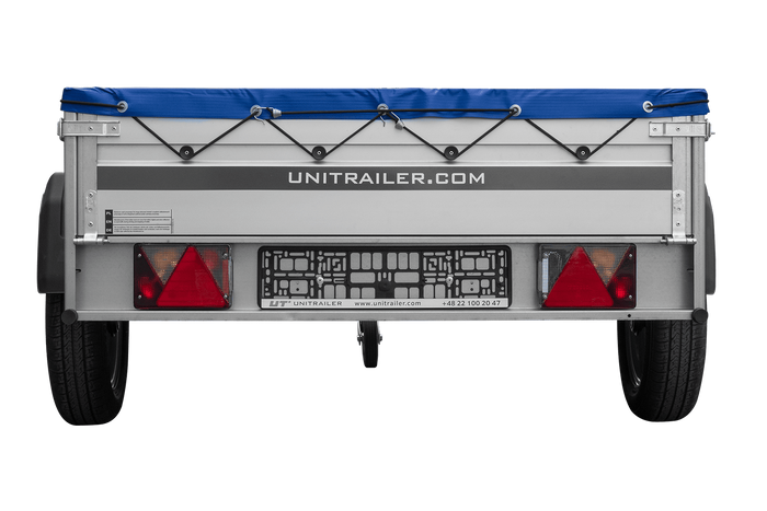 Einachsanhänger mit Aluminiumseitenwänden 200x125 Unitrailer Garden 201 KIPP ALU mit H-0-Rahmen und blauer Plane