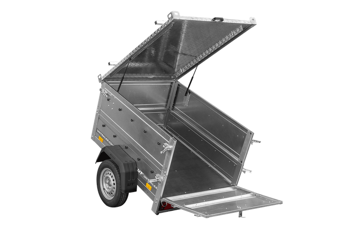 Einachsanhänger 150 x 106 UNITRAILER GARDEN 150 KIPP mit BIS-Bordwänden und Aluminium-Deckel