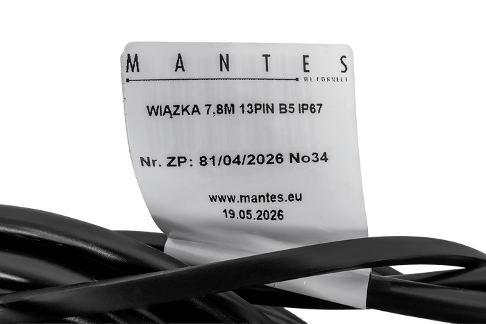 MANTES Elektroinstallation, Bootsanhänger-Kabelbaum 7,8 m, 13-poliger Stecker, 2 x 5-polige Bajonettverschlüsse