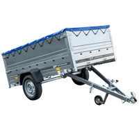 PKW-Anhänger auf Federn 230x125 UNITRAILER GARDEN 230/R KIPP mit BIS-Bordwänden, H-0-Rahmen und blauer Plane